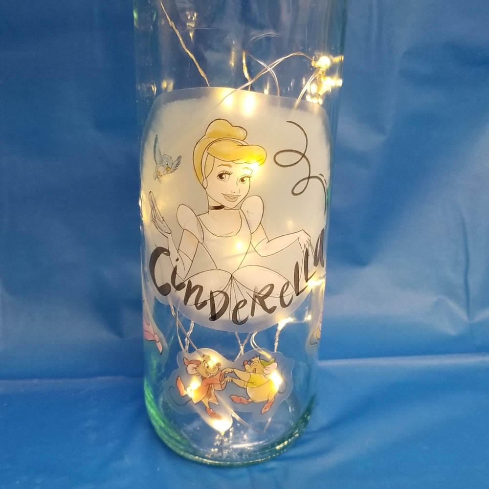Lighted Cinderella wine bottle